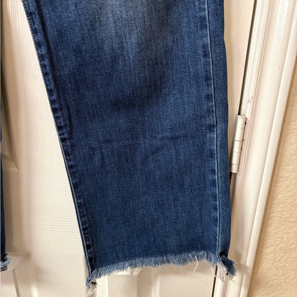 Risen Jeans High Rise Wide Leg Fray Hem & Waist Medium Wash Jeans Size 29" - Picture 6 of 15